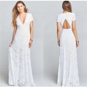 Show Me Your MuMu NWT Elenor Wedding Dress, White Lovers Lace, Bridal Bridesmaid
